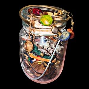 Colorful Bead Statement Necklace - Green/Blue/Red